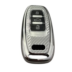 Husa Cheie Smartkey Audi 3 Butoane GRI Carbon TPU+PC Audi A6 A7 A8 4G