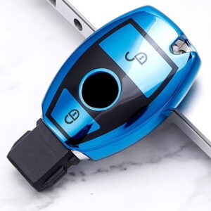 Husa Cheie TPU Mercedes Benz 2 Butoane SMARTKEY ALBASTRA