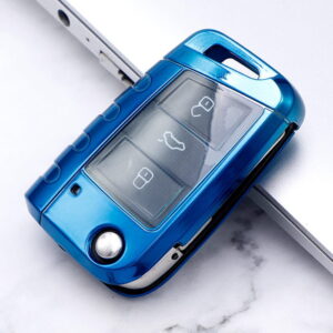Husa Cheie Briceag Compatibila cu Golf MK7, Superb, Octavia, 3 Butoane, Albastra, Tpu, Armour