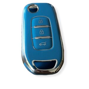 Husa Cheie Briceag Renault Megane 4, Kadjar, Clio, 3 Butoane, Tpu, Gri cu contur auriu