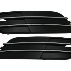 Set Grila Bara Fata Audi A6, C7, 4G, 2011-2014, fara loc de proiectoare, Cromate