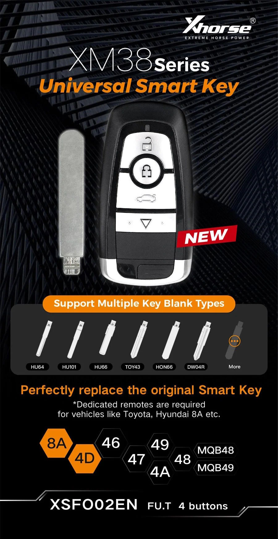 Telecomanda Xhorse, XM38, smart, 4 Butoane, Stil Ford, XSFO02EN 2 Telecomanda Xhorse, XM38, smart, 4 Butoane, Stil Ford, XSFO02EN - imagine 2
